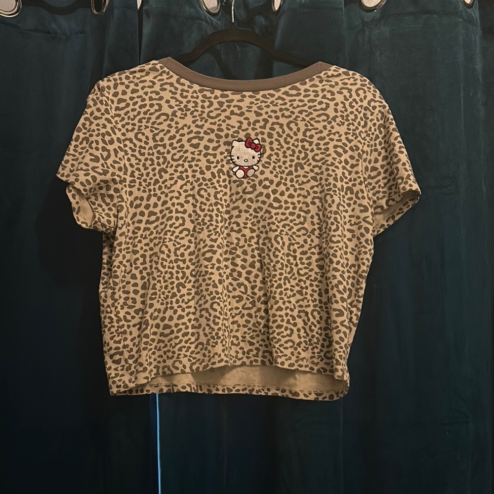 Hello Kitty Tan Leopard Print Short Sleeve Tee